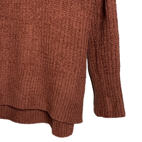 So Brown Oversized Knit Long Sleeve Sweater Split High Low Hi Lo Hem V Neck XS - Picture 7 of 15